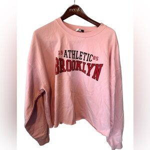 Boohoo Pink Brooklyn Extreme Oversized Sweatshirt Off-the-Shoulder Women's XL